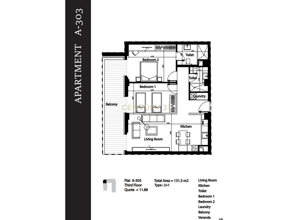 SHITET APARTAMENT 2+1+2 NE GREEN TERRACE RESIDENCE, PALASE