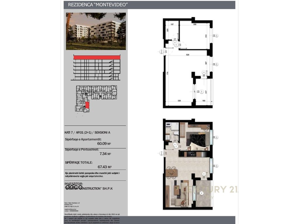 SHITET APARTAMENT 1+1 ME PAMJE DETI TEK MONTEVIDEO RESIDENCE TE MALI ROBIT !!!