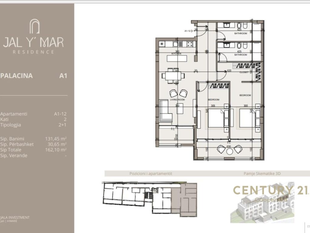 EKSKLUZIVE!!!
SHESIM APARTAMENT 2+1+2 NE VIJEN E PARE NE KOMPLEKSIN  "JAL Y MAR" RESIDENCE.