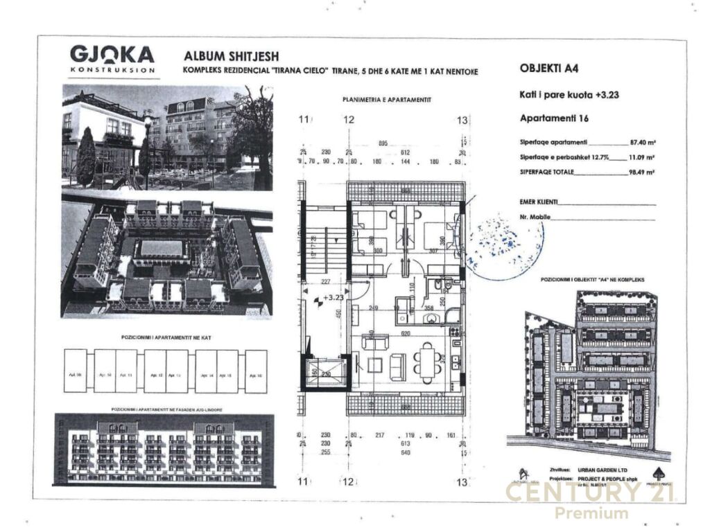 SHITET APARTAMENT 2+1 NE RESIDENCEN TIRANA CIELO, TEG!