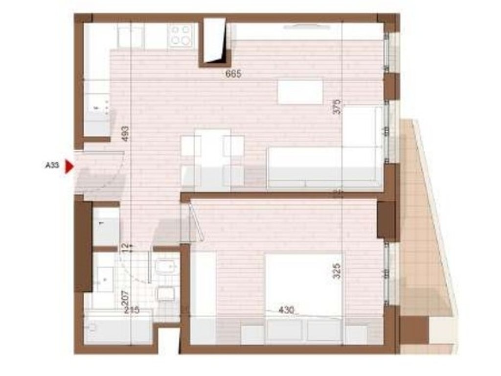 SHITET APARTAMENT 1+1 NE SHENGJIN
