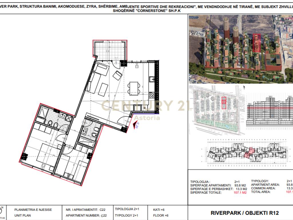 Shitet apartament 2+1+2 River Park Residence