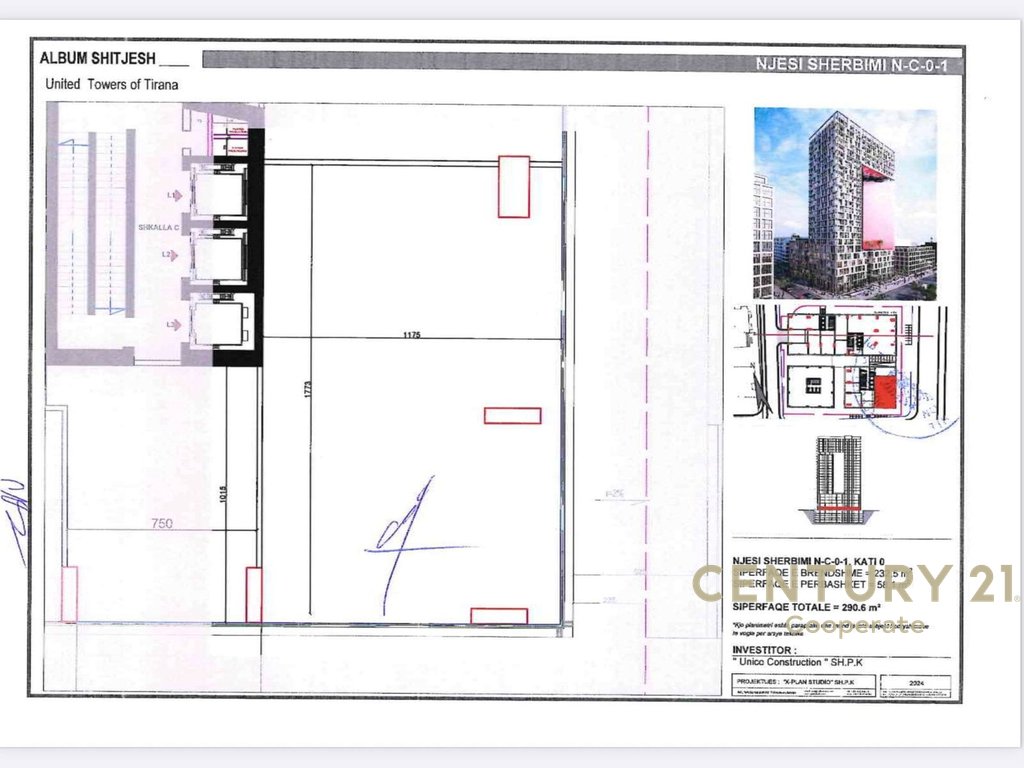 SHESIM NJËSI SHËRBIMI 290.6 M²  TEK UNITED TOWERS OF TIRANA
