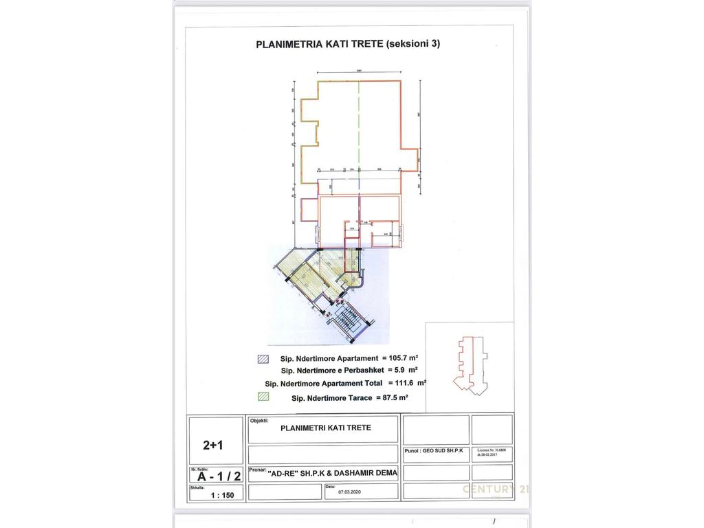 Apartament 2+1+2  me verande per shitje tek Uji i Ftohte