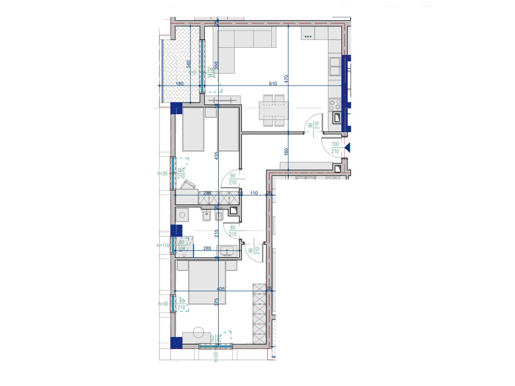 Shitet Apartament 2+1 – 102.84 m² Totale