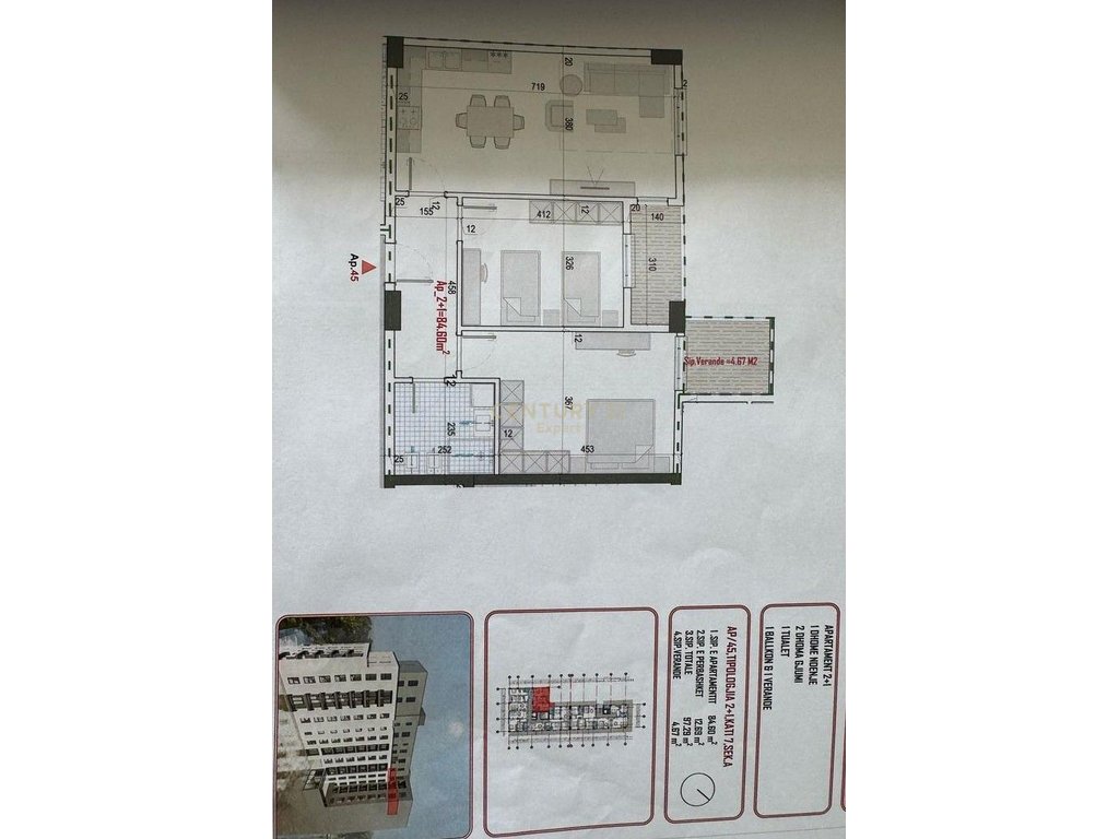 SHESIM APARTAMENTE 2+1 NE KAMEZ