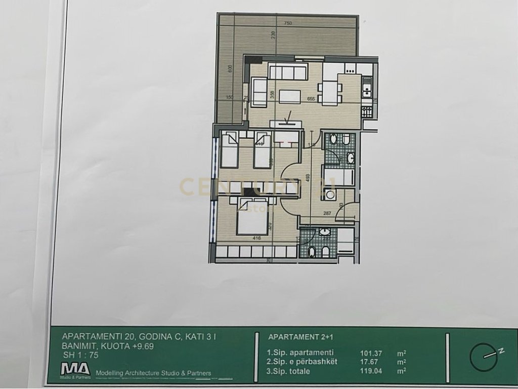 Shitet apartament 2+1+2 te University City, pranë QTU!