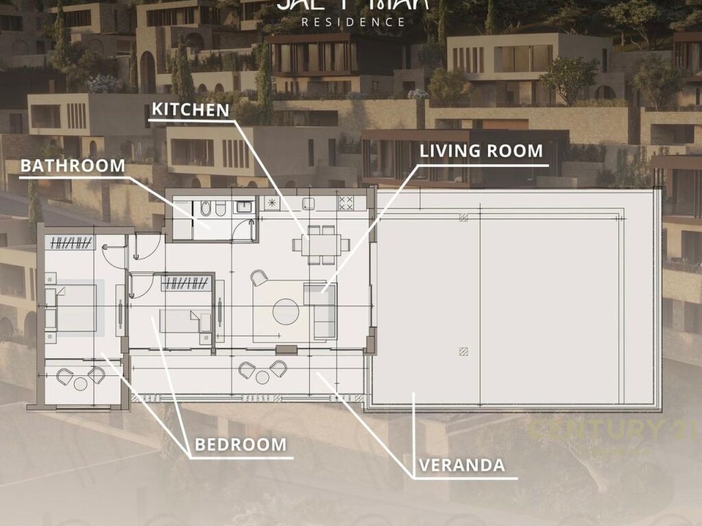 EKSKLUZIVE!!!
SHESIM PENTHOUSET 2+1 ME PAMJE NGA DETI NE  KOMPLEKSIN "JAL Y MAR" RESIDENCE.