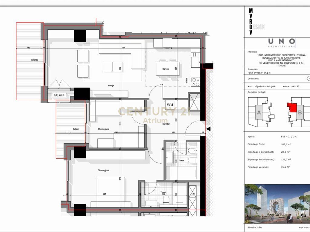 BULEVARDI I RI, APARTAMENT 2+1 PER SHITJE