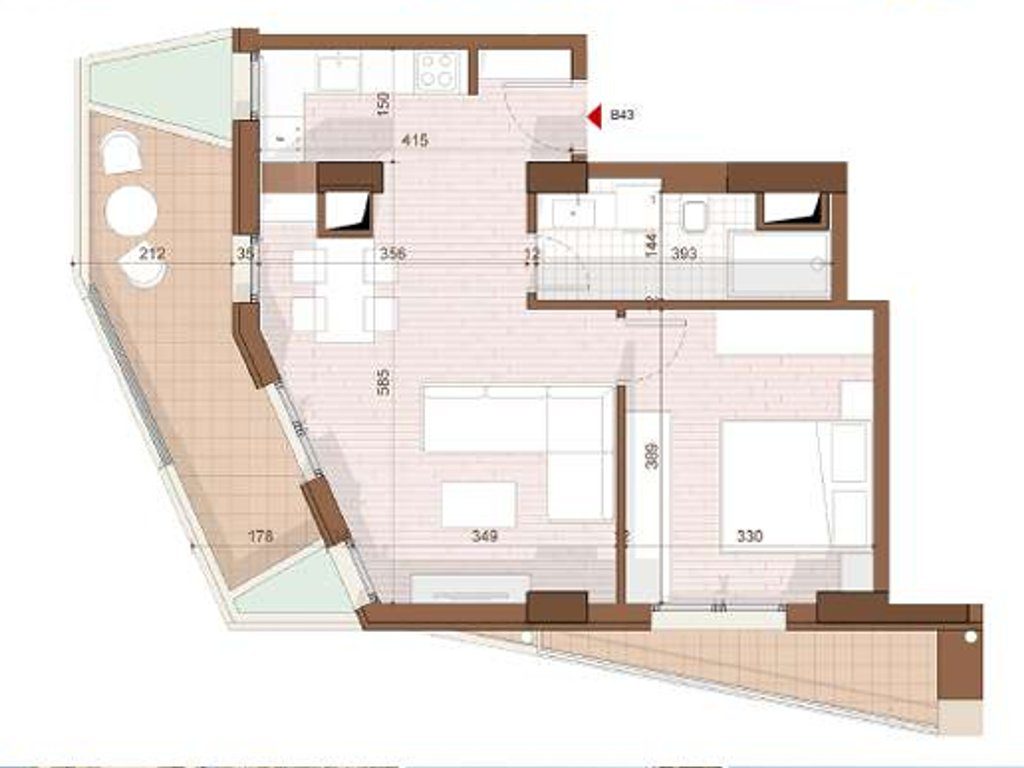 SHITET APARTAMENT 1+1+ VERANDE NE SHENGJIN