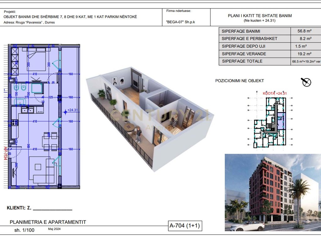 Apartament 1+1 Për Shitje në Plazh, Durrës