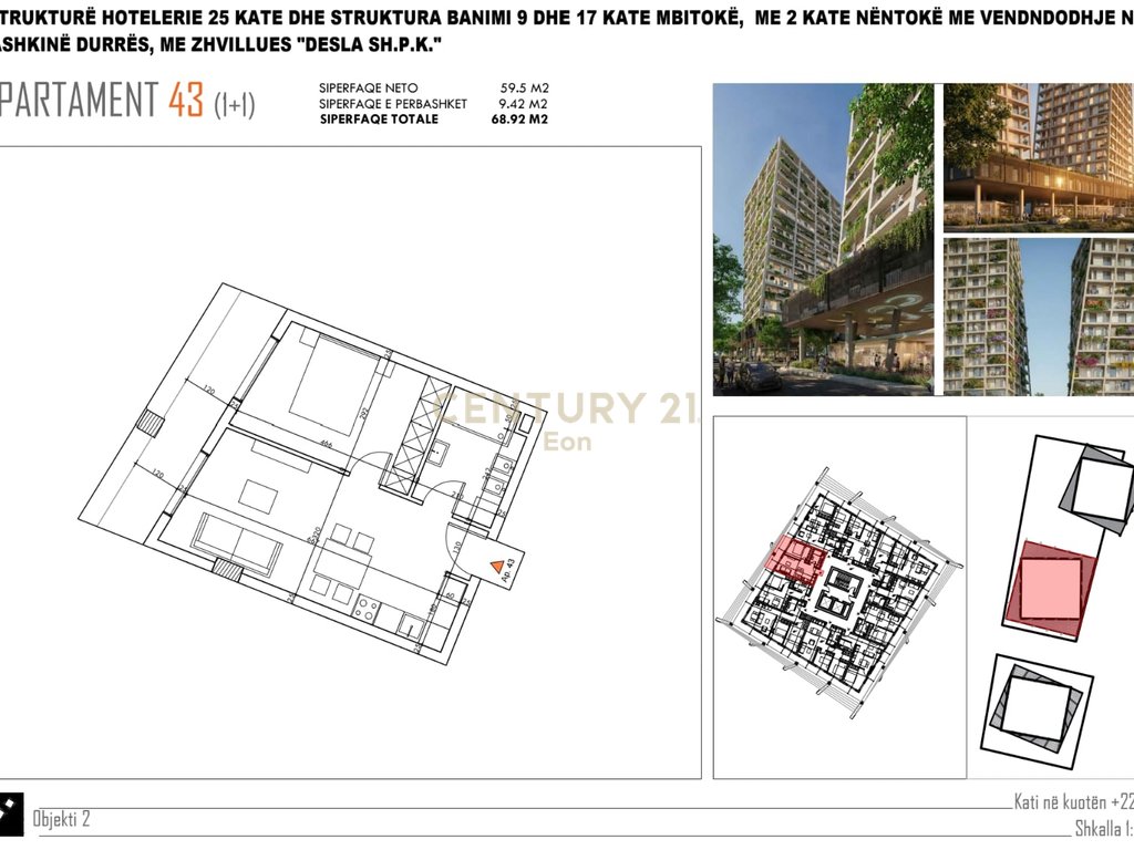 APARTAMENT 1+1 PER SHITJE TEK "DESLA TOWER" PLAZH,DURRES !
