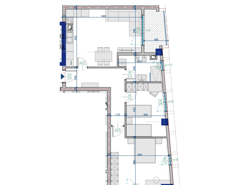 Shitet Apartament 2+1 – 102.58 m² Totale