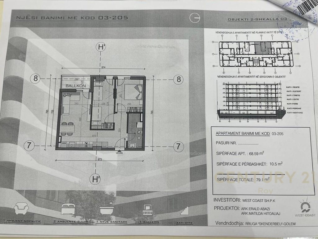 Shitet apartament 2+1, ndertim i ri në Mali i Robit,Golem