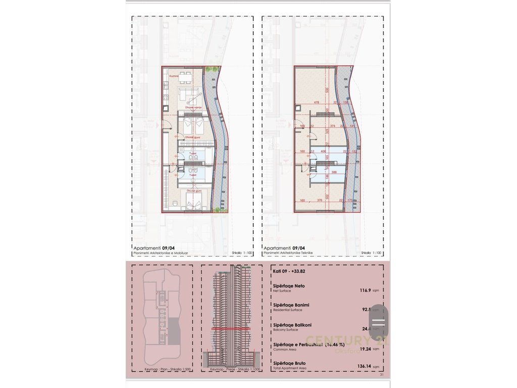 EKSLUZIVE SHITET APARTAMENT 2+1+2 TEK TOP SEVEN TOWER!