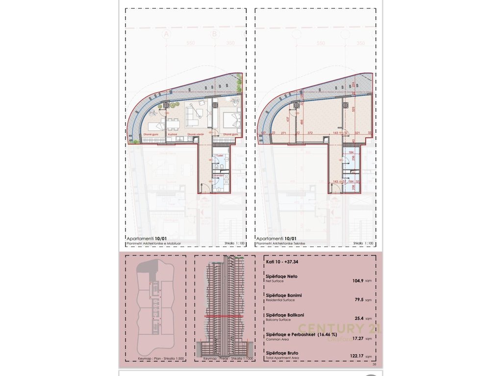 EKSKLUZIVE SHITET APARTAMENT 2+1+2 TEK TOP SEVEN TOWER