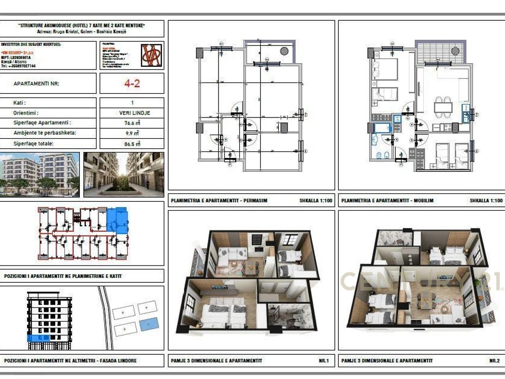 SHITET APARTAMENT 2+1 ,NDERTIM I RI, NE GOLEM !