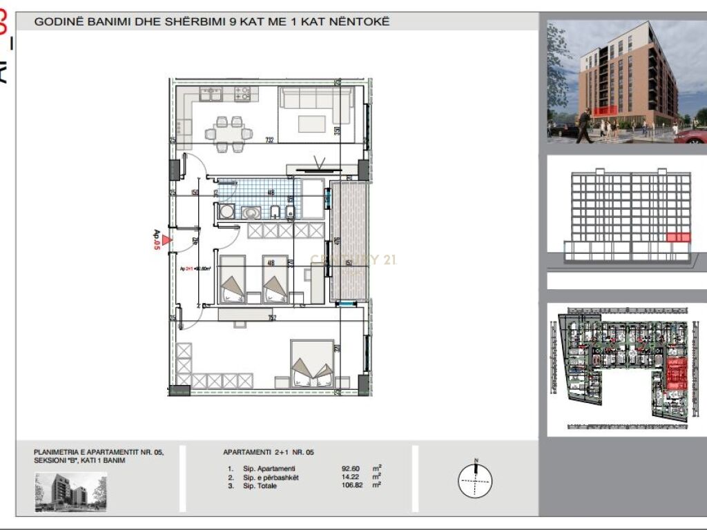 Shitet apartament 2+1 perballe me Bulevardin e Ri