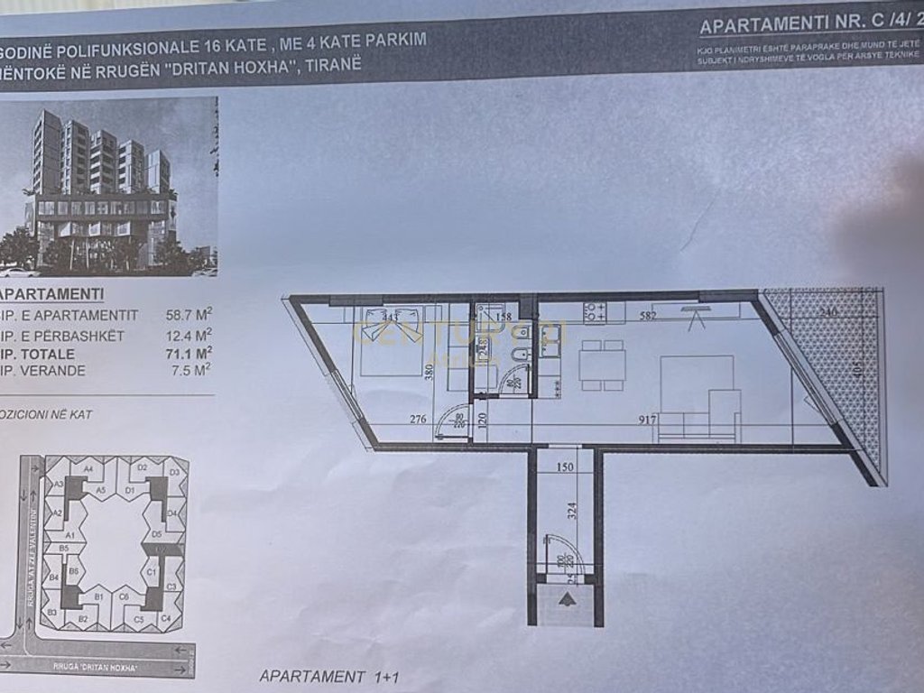 SHITET APARTAMENT 1+1 NË REZIDENCËN COLONNADE PRANË ZOGUT TË ZI, TIRANË!!