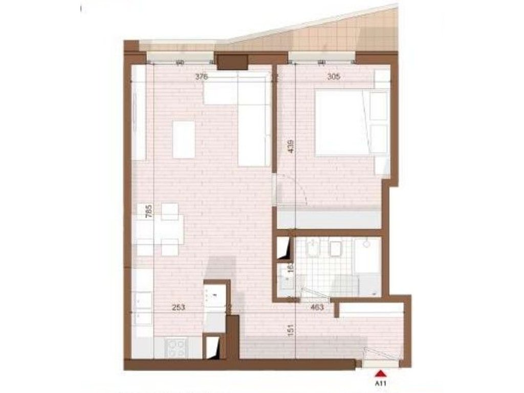 SHITET APARTAMENT 1+1 NE SHENGJIN