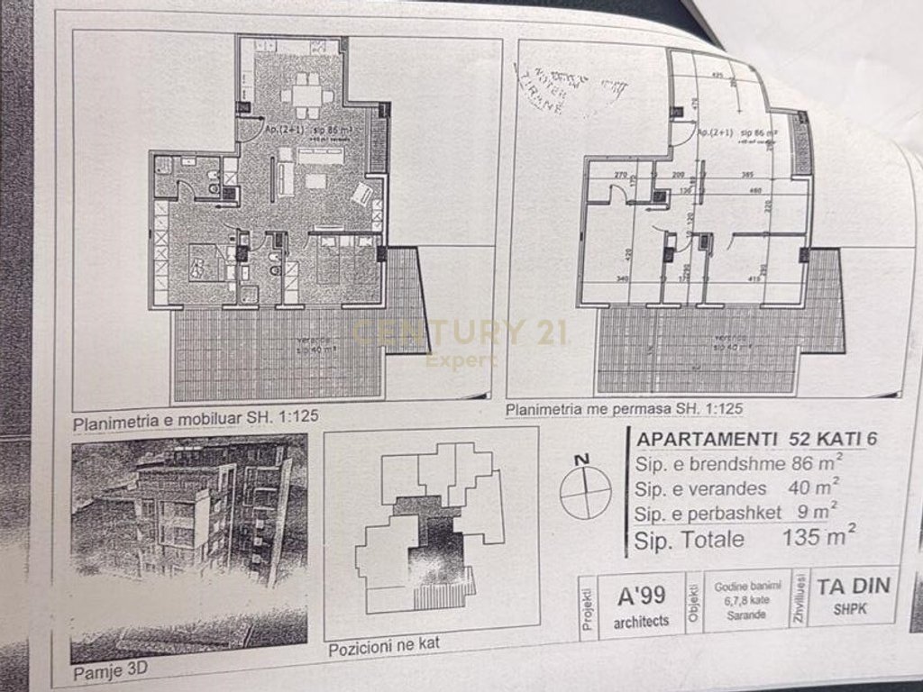 SARANDË, SHESIM APARTAMENT 2+1+2 + VERANDE  NË PORTIN E LIMIONIT