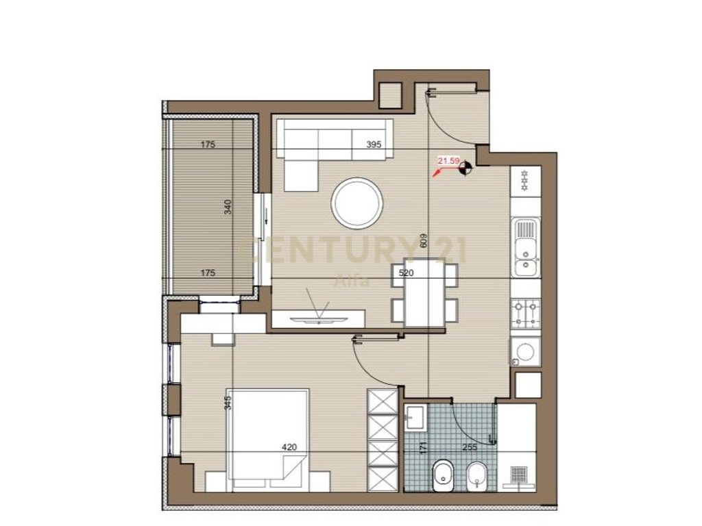 Shitet apartament 1+1 tek Riviera Residence ,Kamez!