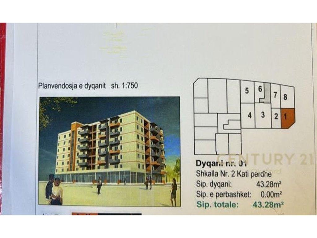 43.28 m2 SIPERFAQE TREGTARE PËR SHITJE NË ZONËN E FRESKUT.