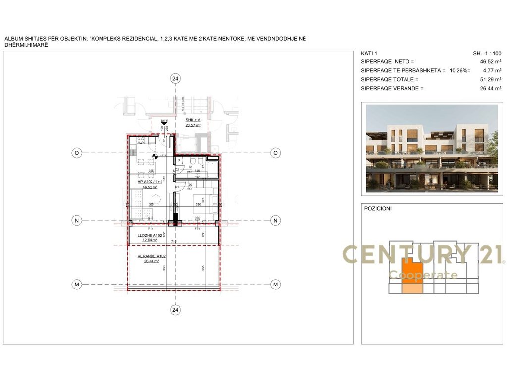 OKAZION! APARTAMENT 1+1+ VERANDE ME PAMJE NGA DETI, NE DHERMI