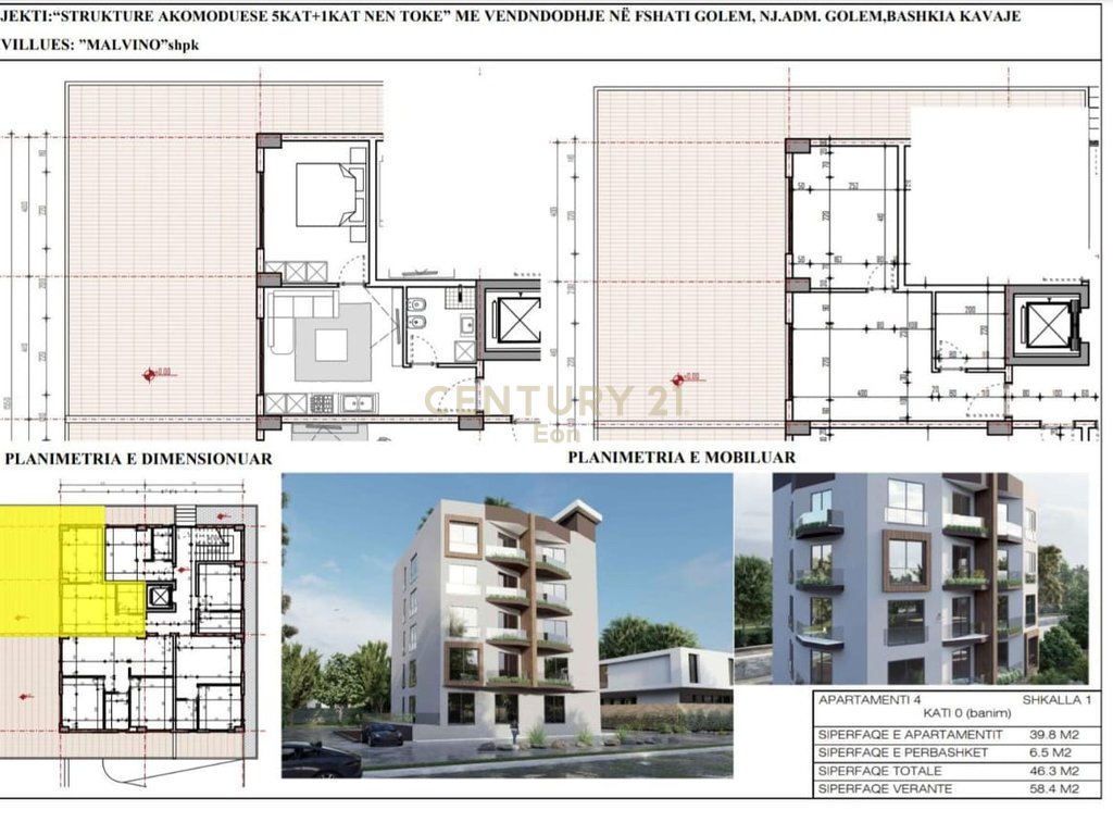 SHITET APARTAMENT 1+1 ME VERANDE  , TEK MALI ROBIT !