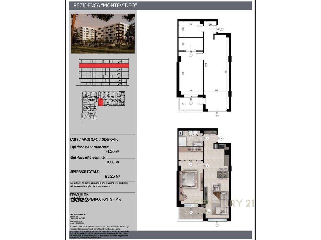 SHITET APARTAMENT 1+1 ME PAMJE DETI TEK MONTEVIDEO RESIDENCE TE MALI ROBIT !