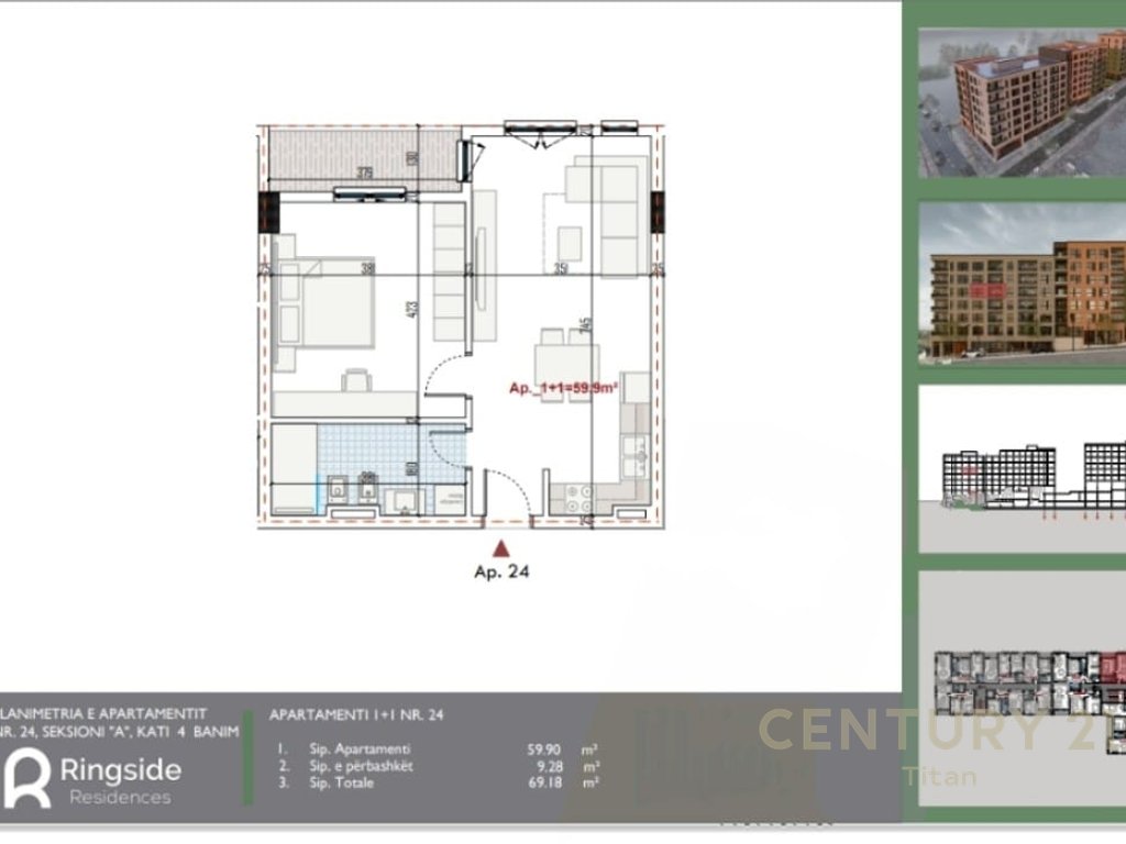 Shitet Apartament 1+1 ne Ringside!