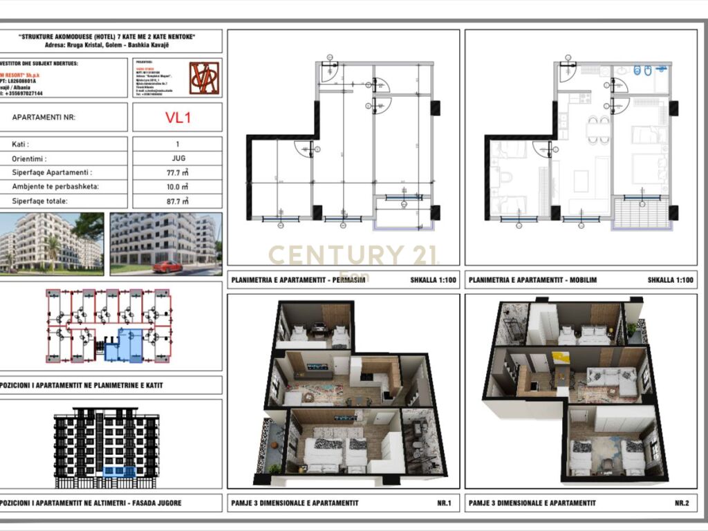 SHITET APARTAMENT 1+1 NE GOLEM, "V.M RESIDENCE"  ,MUNDESI PAGESE ME KESTE PER 2 VITE !