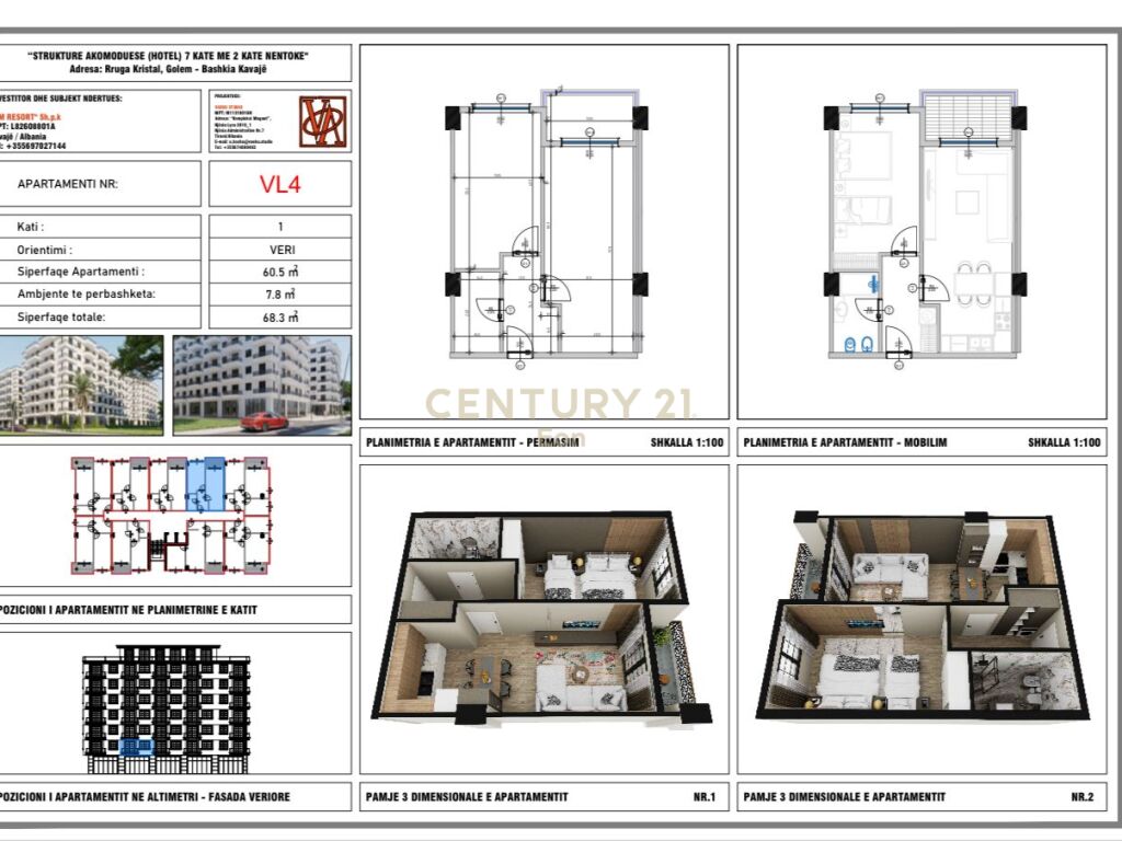 SHITET APARTAMENT 1+1 NE GOLEM, "V.M RESIDENCE"  ,MUNDESI PAGESE ME KESTE PER 2 VITE !