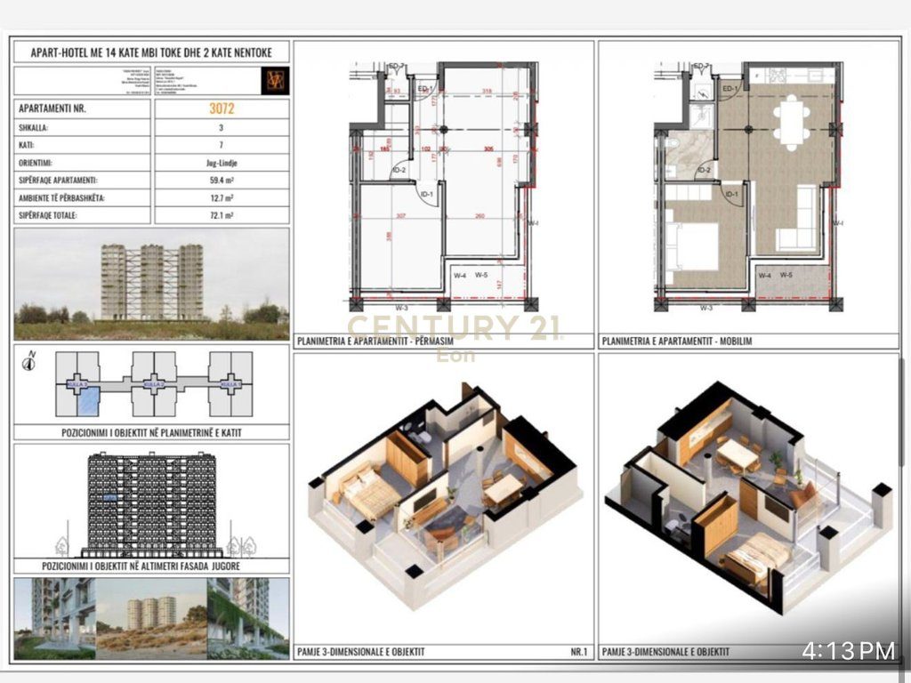 SHITET APARTAMENT 1+1, THREE GARDENS RESIDENCE QERRET!