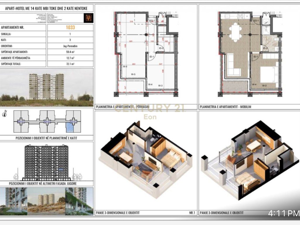 SHITET APARTAMENT 1+1, THREE GARDENS RESIDENCE QERRET!
