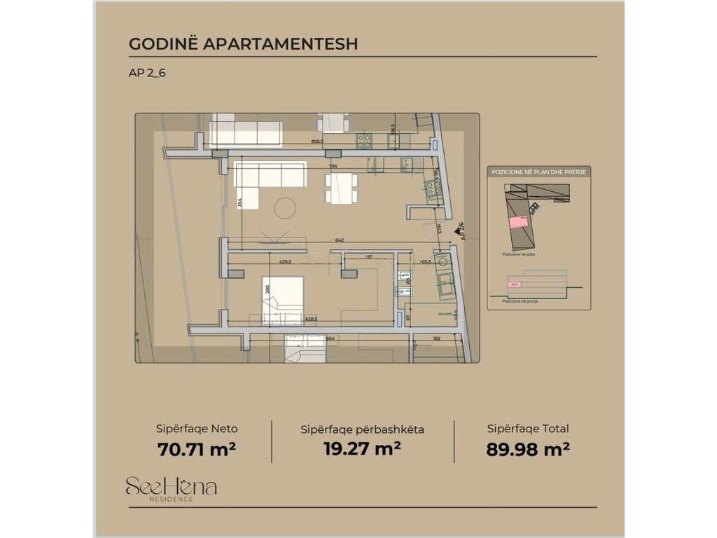 Apartament 1+1  për shitje në SeeHëna Residence- Mjull Bathore!