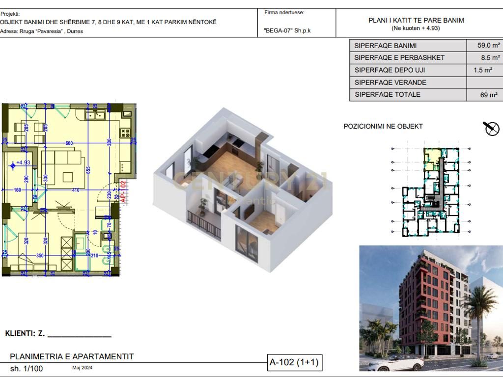 Apartament 1+1 Për Shitje në Plazh, Durrës - 99,910€ | 69 m²