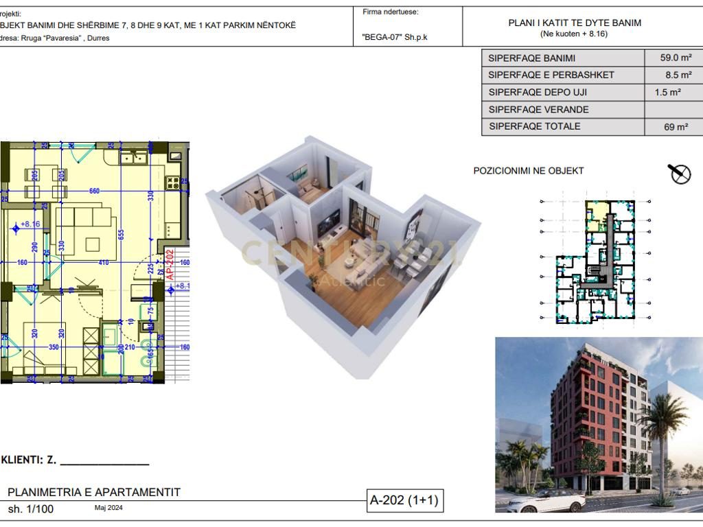 Apartament 1+1 Për Shitje në Plazh, Durrës - 101,970€ | 69 m²