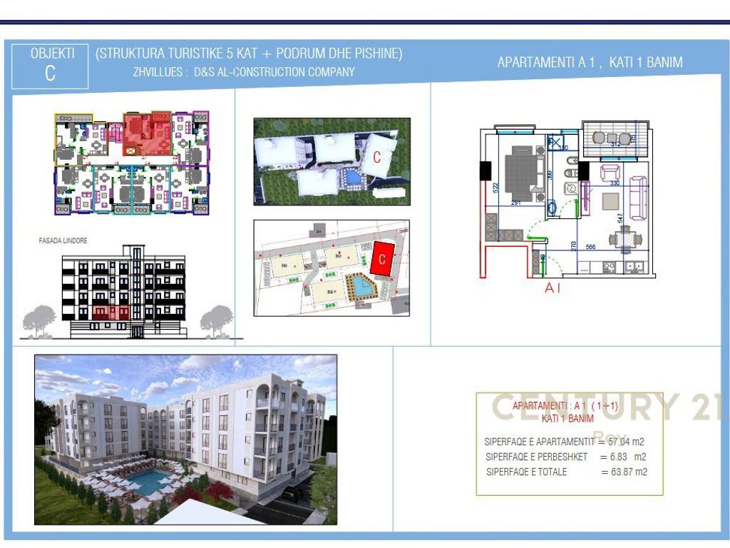 SHITET APARTAMENT 1+1 NE GOLEM TEK REZIDENCA " ORIENTAL !