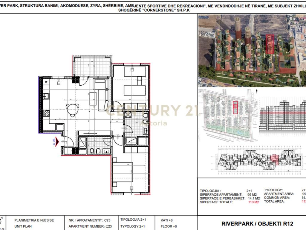 Shitet apartament 2+1+2 River Park Residence