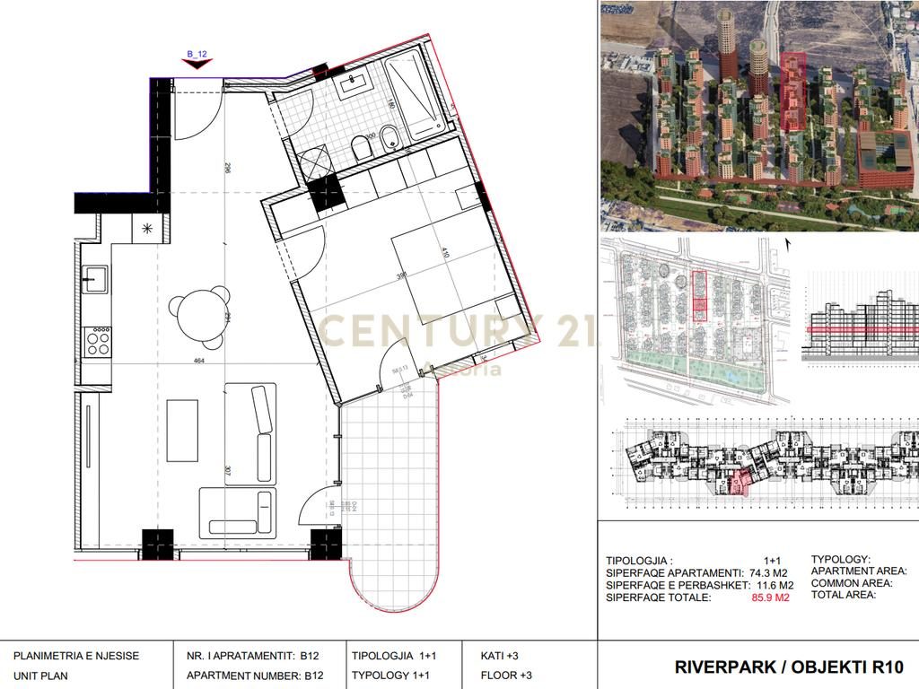 Shitet apartament 1+1, River Park Residence
