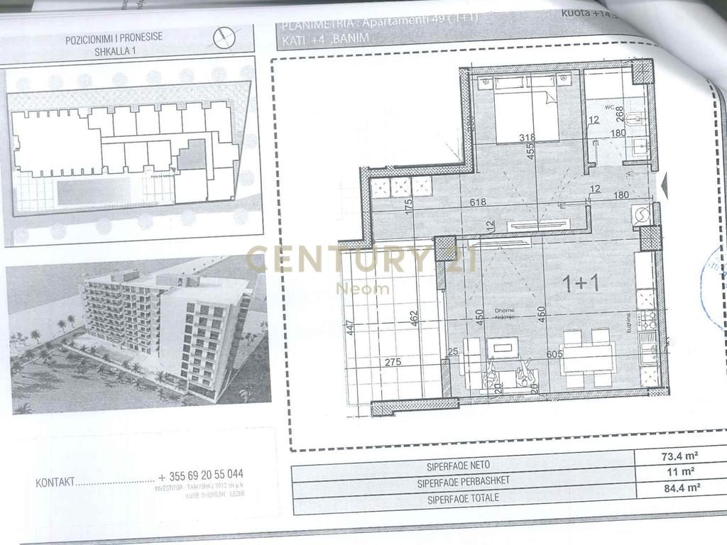 Shitet Apartament 1+1 ne Shengjin me pamje nga deti