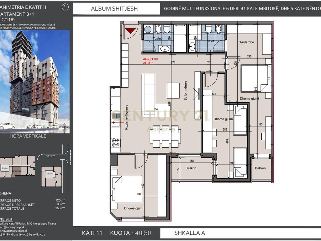 Shitet apartament 3+1+2 ne rezidencen hora vertikale.