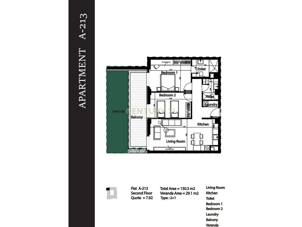 SHITET APARTAMENT 2+1+2 NE GREEN TERRACE RESIDENCE, PALASE
