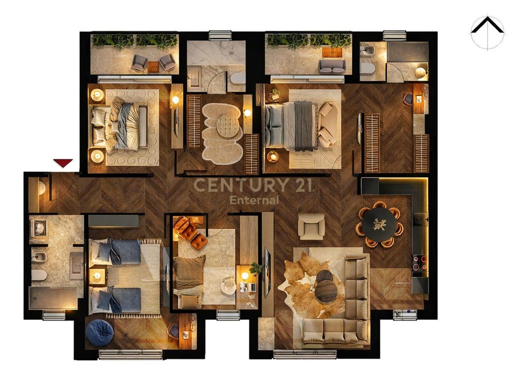 APARTAMENT 4+1+3 TUALETE + 2 BALLKONE NE REZIDENCEN PARK HOUSE