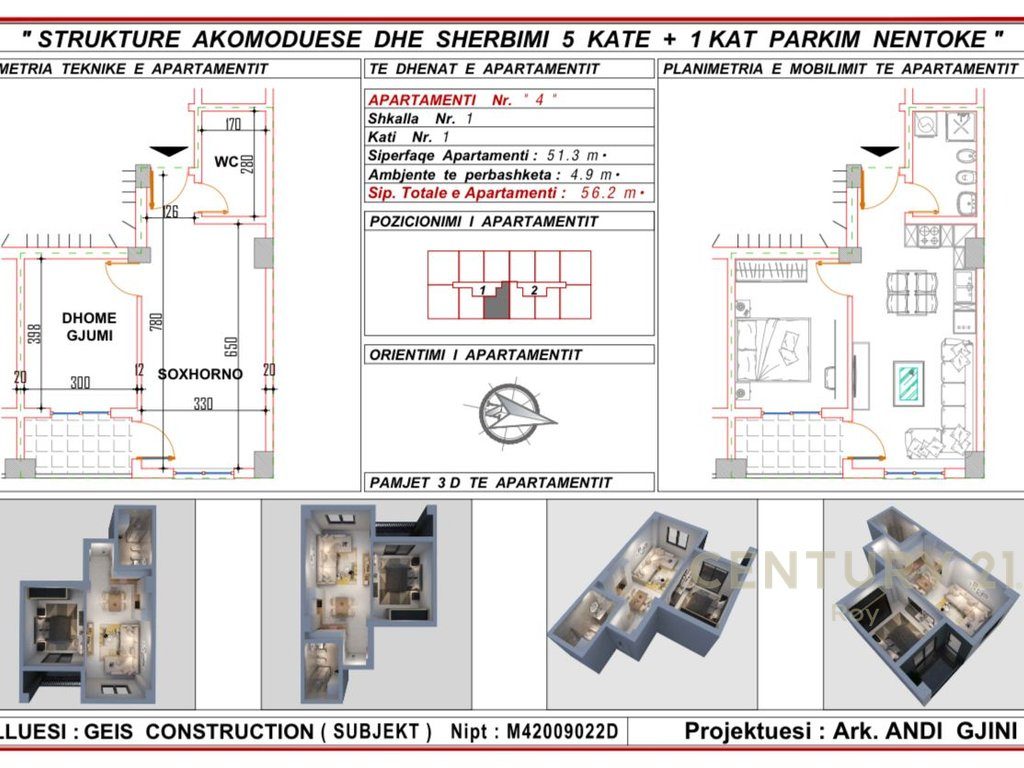 SHITET APARTAMENT 1+1 NE NDERTIM TE RI MALI I ROBIT-GOLEM! SELUNA RESIDENCE! MUNDESI PAGESE ME KESTE! - Century 21 Alban...