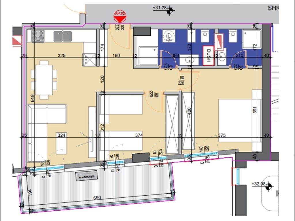 Apartament 2+1 Për Shitje në Bulevardin Bajram Curri, Tiranë