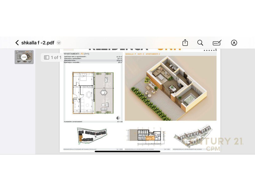 Apartament 1+1+49m² Verand tek Rezindenca Unit per Shitje në Farkë, Tiranë