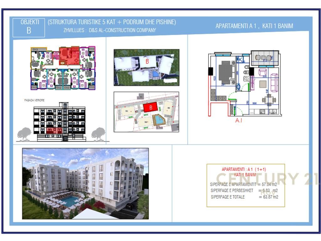 SHITET APARTAMENT 1+1 NE GOLEM TEK REZIDENCA " ORIENTAL !
