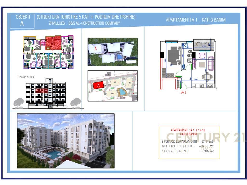 SHITET APARTAMENT 1+1 NE GOLEM TEK REZIDENCA " ORIENTAL !